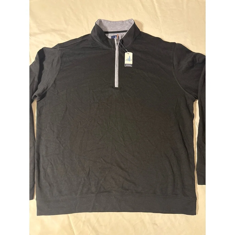 Johnnie-O Quarter Zip Pullover Mens XXL Black NEW Contrast Trim Mock Neck Prep